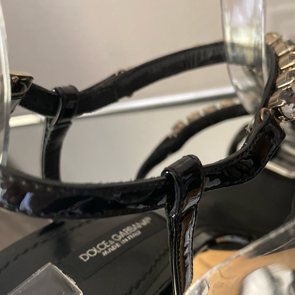 Dolce & Gabbana black patent rhinestone Heels - Picture 6 of 11